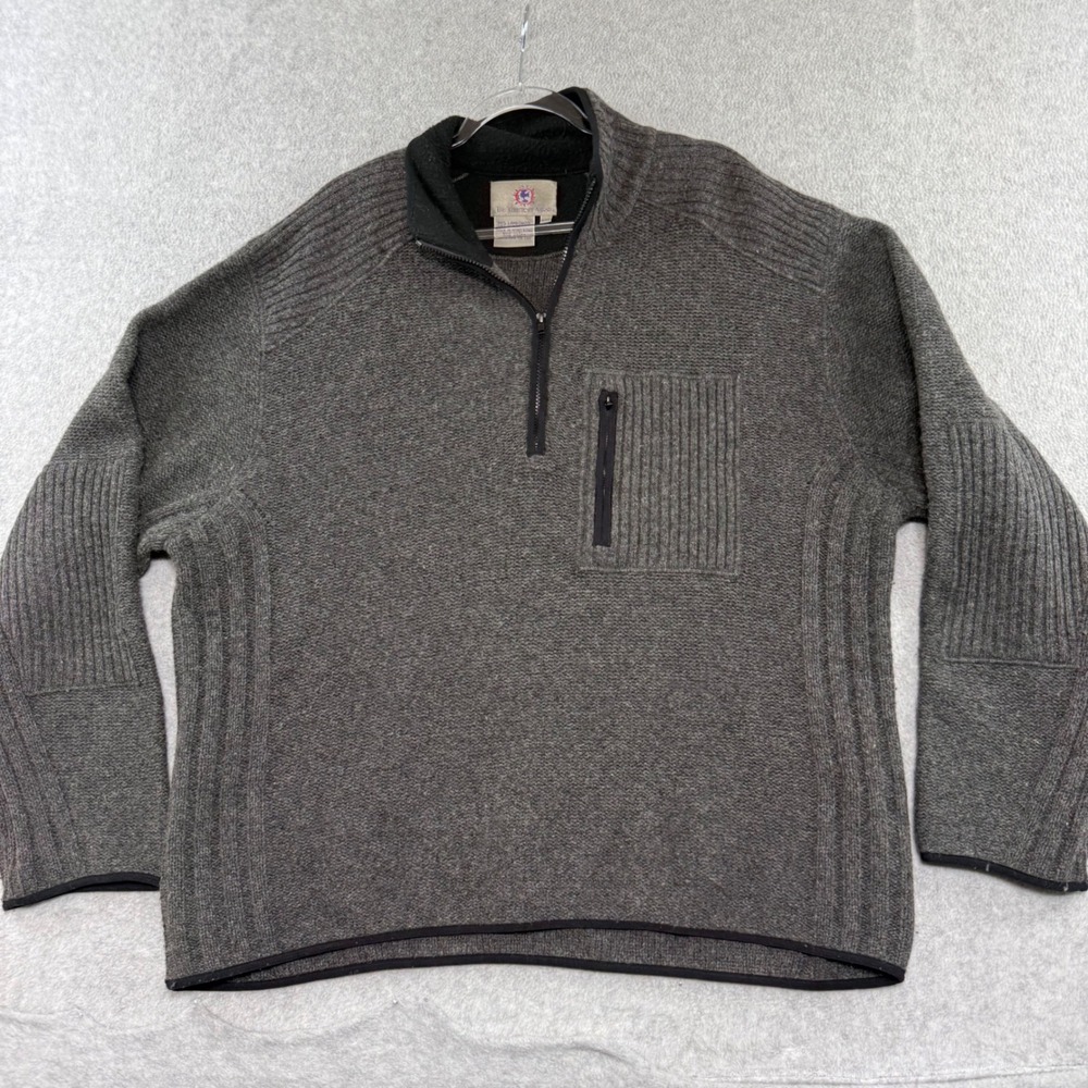 The Territory Ahead Sweater Mens XXL Gray Lambswool 1/4 Zip Ribbed Pullover